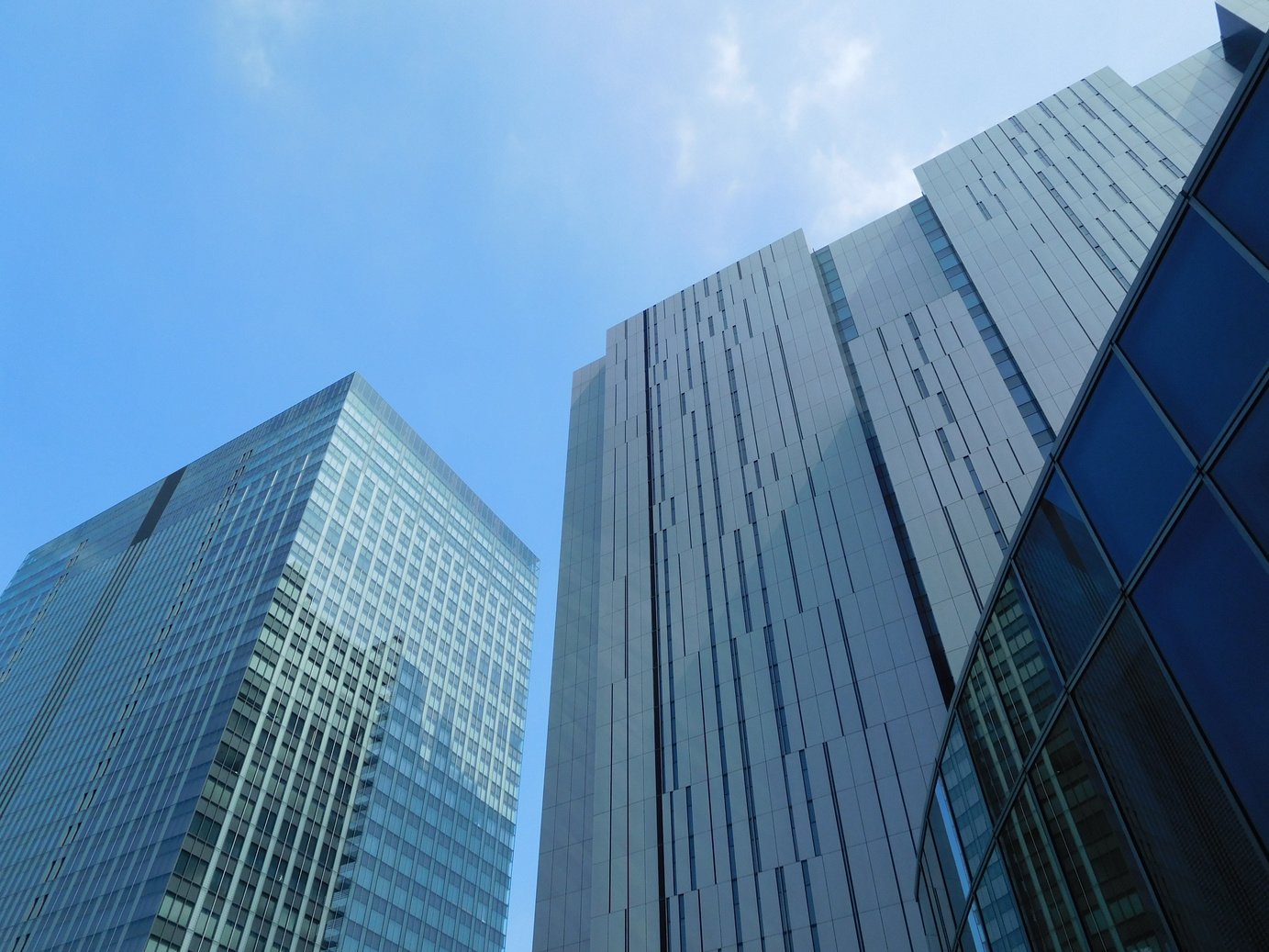 The office buildings under the blue sky